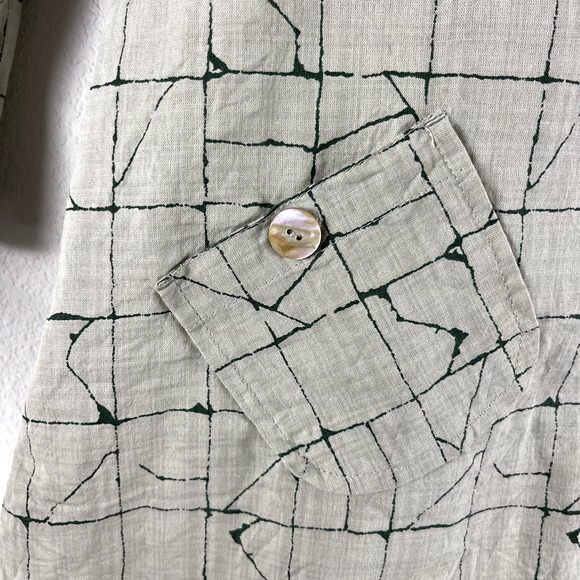 John Mark Tunic Top Womens XL Beige Green Abstract Lagenlook 3/4 Sleeve Pocket - Picture 14 of 15